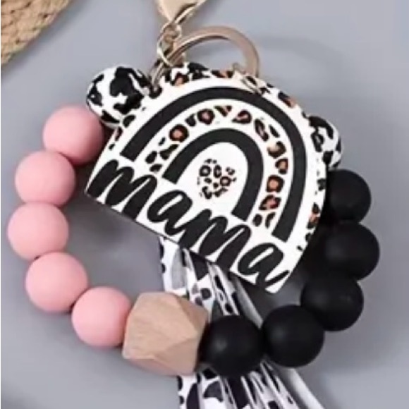 Other - ⭐️Pink and Black Beaded Jewelry with Mama Charm